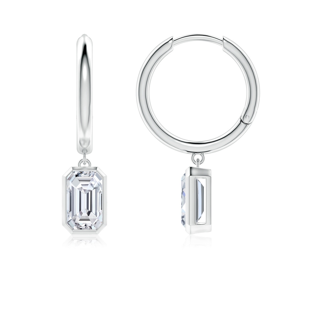 6.5x4mm HSI2 Emerald-Cut Diamond Hoop Drop Earrings in White Gold