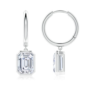 7.5x5.5mm GVS2 Emerald-Cut Diamond Hoop Drop Earrings in P950 Platinum