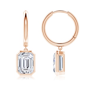 7.5x5.5mm HSI2 Emerald-Cut Diamond Hoop Drop Earrings in Rose Gold