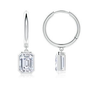 7x5mm GVS2 Emerald-Cut Diamond Hoop Drop Earrings in P950 Platinum