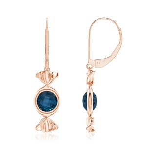 6mm AAAA Sweet Treats Round London Blue Topaz Candy Drop Earrings in 18K Rose Gold