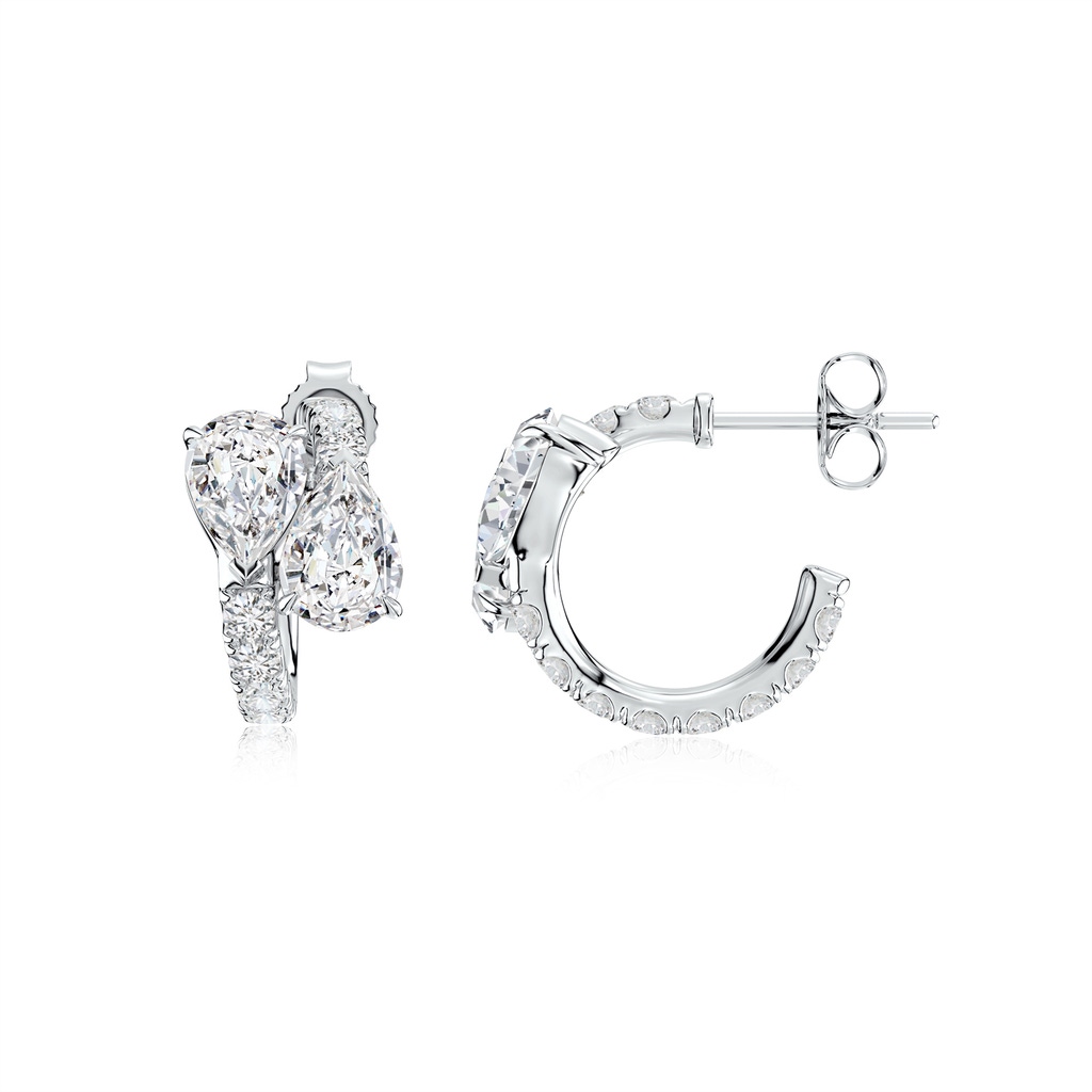 7x5mm HSI2 Two-Stone Pear Diamond Bypass Hoop Earrings in White Gold