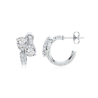 7x5mm HSI2 Two-Stone Pear Diamond Bypass Hoop Earrings in White Gold