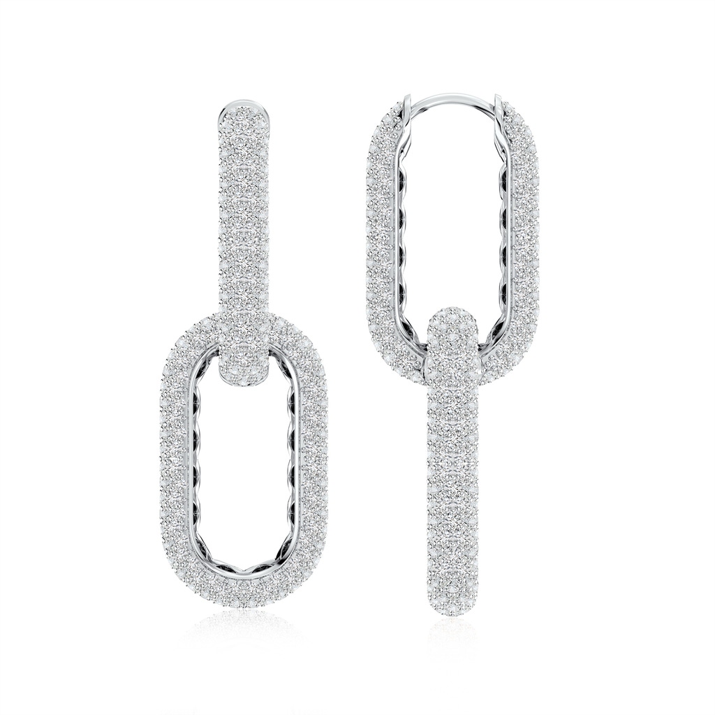 1.2mm HSI2 Pave-Set Diamond Chain Link Dangle Earrings in White Gold