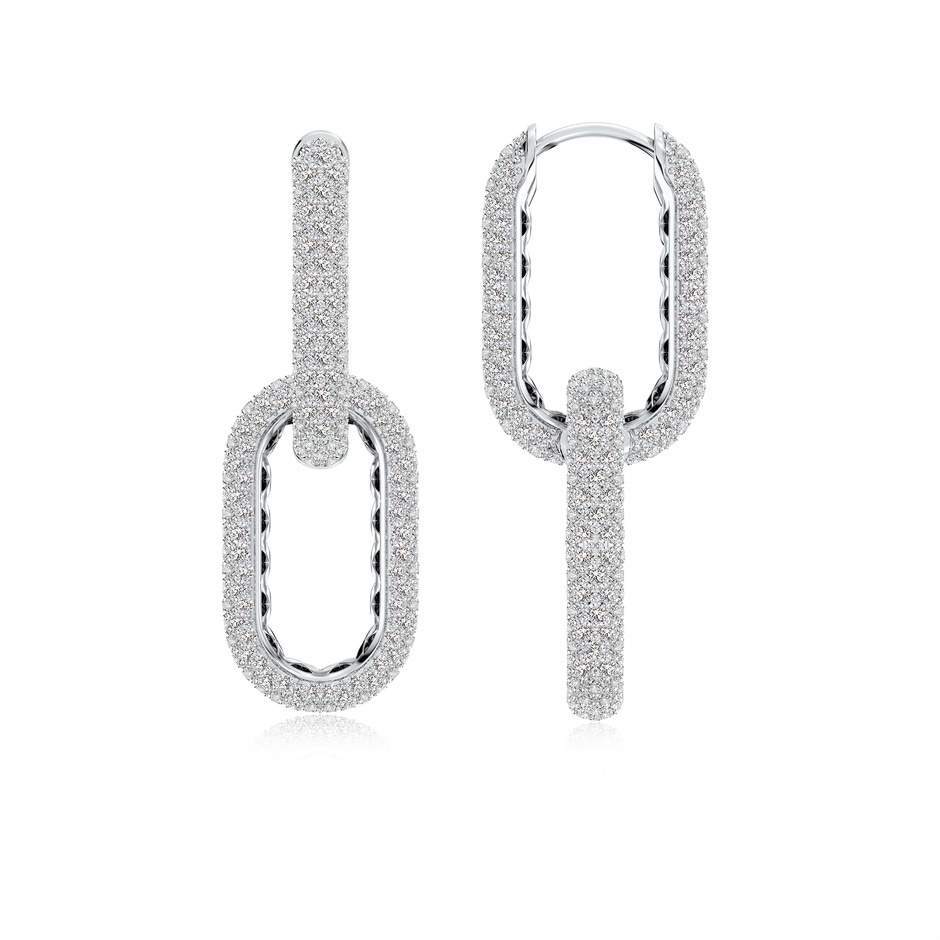 1mm IJI1I2 Pave-Set Diamond Chain Link Dangle Earrings in White Gold 