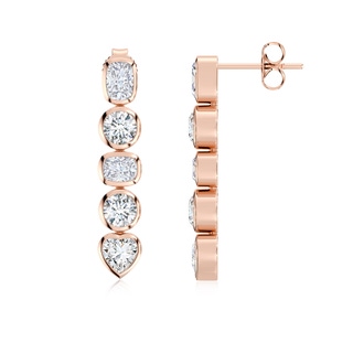 4x3mm GVS2 Bezel-Set Multi-Shape Diamond Dangle Earrings in 18K Rose Gold