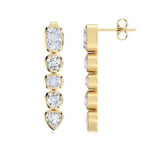 6x4mm GVS2 Bezel-Set Multi-Shape Diamond Dangle Earrings in 18K Yellow Gold