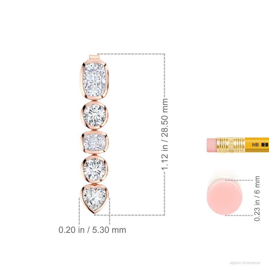 6x4mm GVS2 Bezel-Set Multi-Shape Diamond Dangle Earrings in Rose Gold ruler