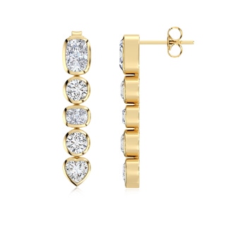 6x4mm HSI2 Bezel-Set Multi-Shape Diamond Dangle Earrings in 18K Yellow Gold