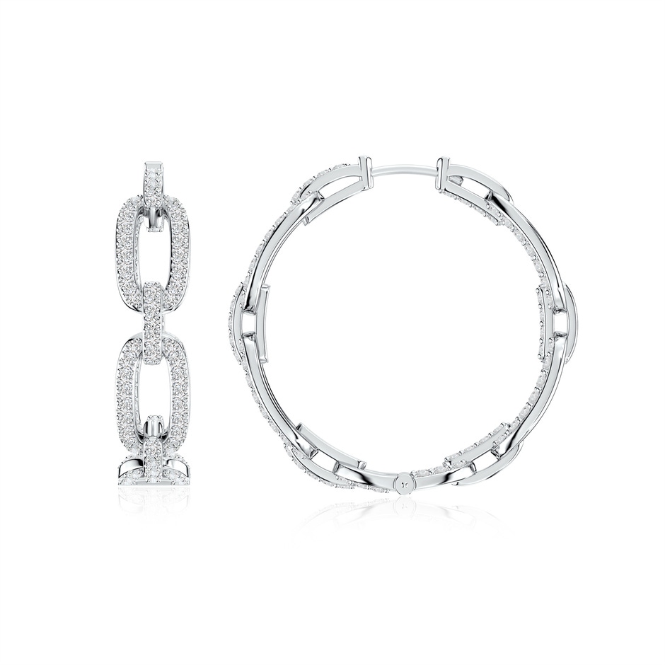 1.3mm HSI2 Chain Link Diamond Inside-Out Hoop Earrings in White Gold 