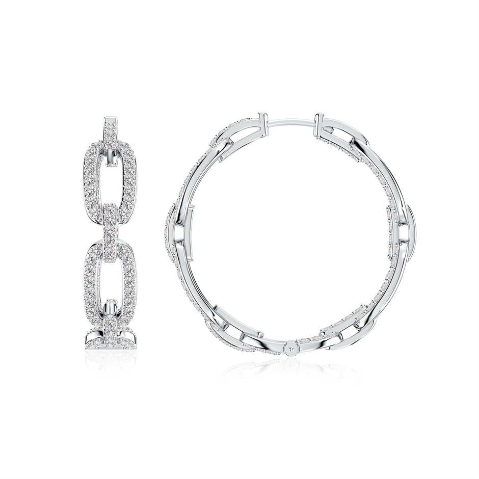 1.3mm IJI1I2 Chain Link Diamond Inside-Out Hoop Earrings in White Gold 