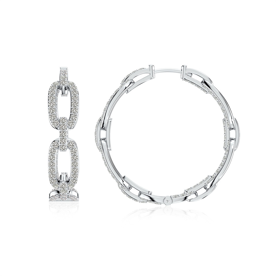 1.3mm KI3 Chain Link Diamond Inside-Out Hoop Earrings in White Gold 