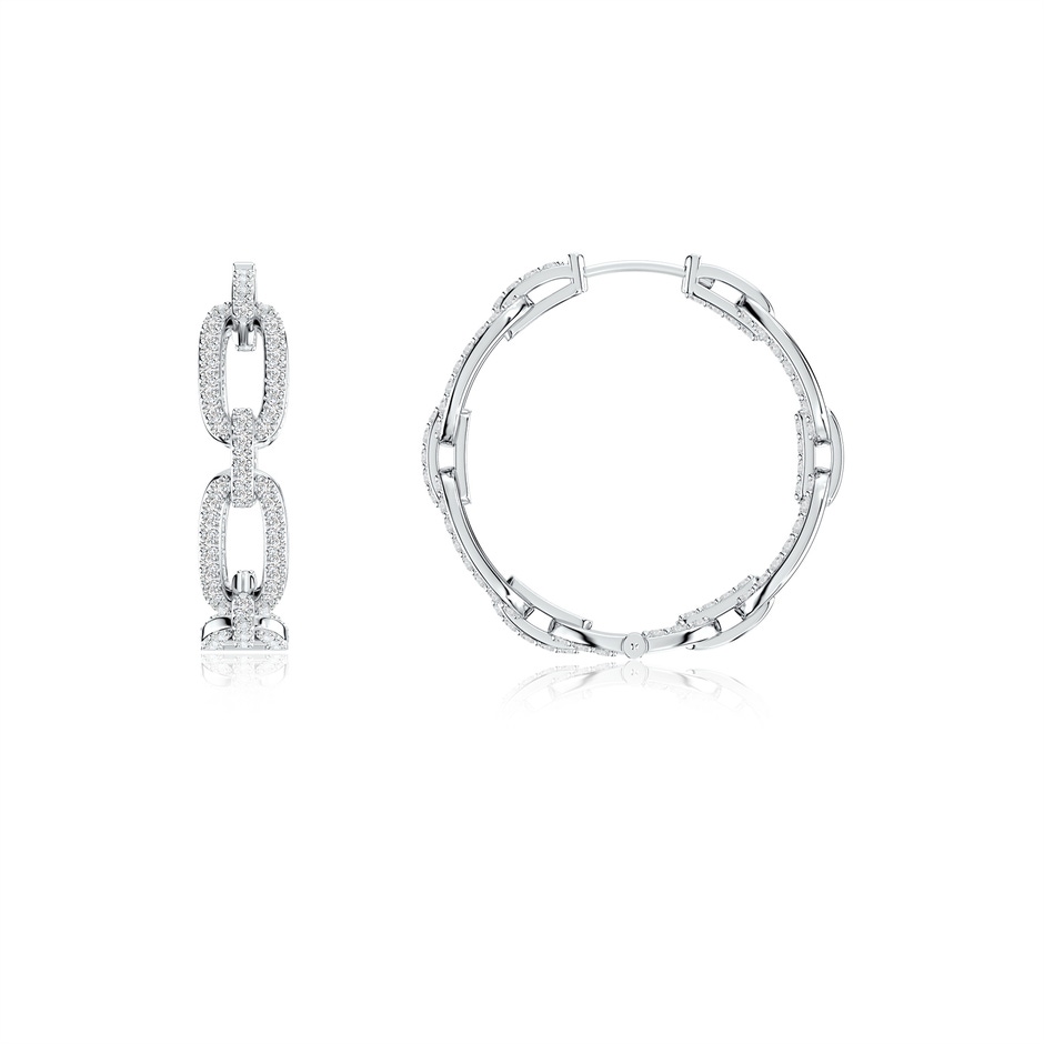 1mm HSI2 Chain Link Diamond Inside-Out Hoop Earrings in 18K White Gold 