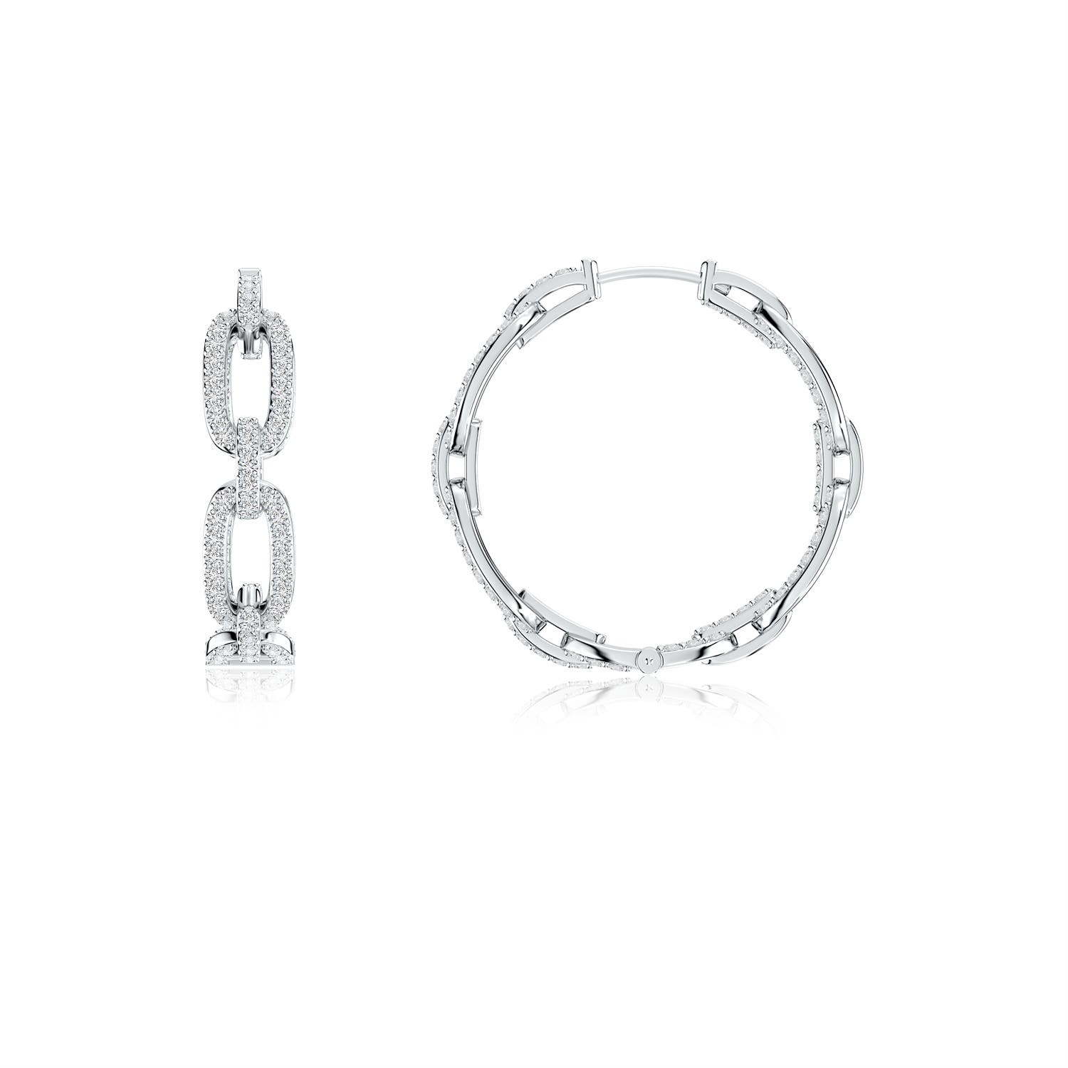 1mm HSI2 Chain Link Diamond Inside-Out Hoop Earrings in White Gold