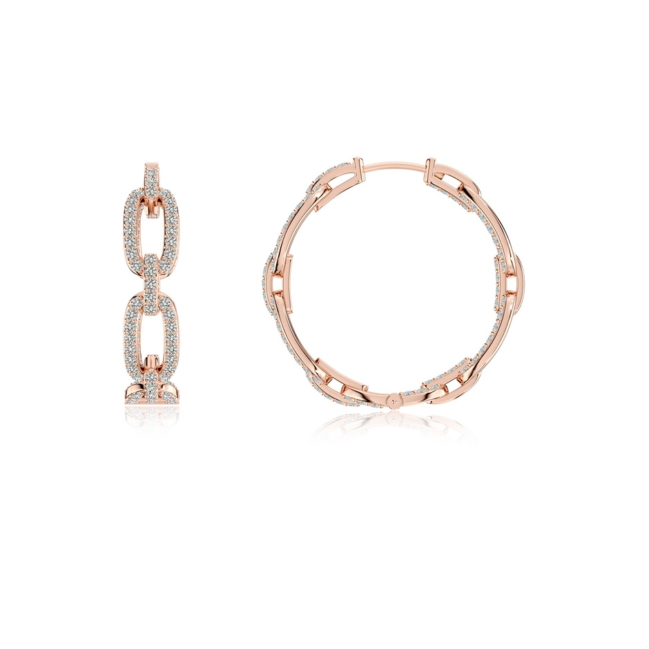 1mm KI3 Chain Link Diamond Inside-Out Hoop Earrings in Rose Gold 