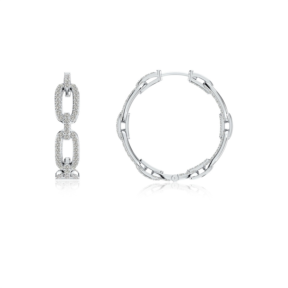 1mm KI3 Chain Link Diamond Inside-Out Hoop Earrings in White Gold 