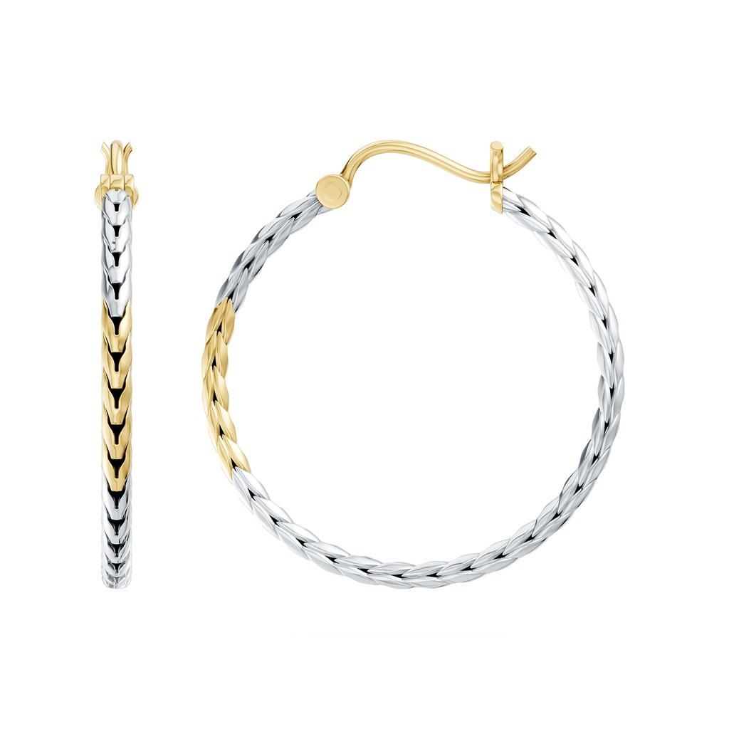 Oxidized Sterling Silver and 18K Yellow Gold Front-Back Hoop Earrings in  Sterling Silver & 18K Yellow Gold