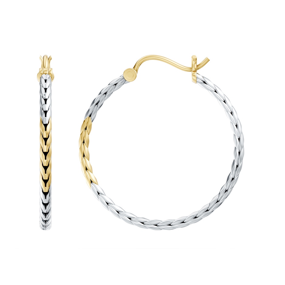 Oxidized Sterling Silver and 18K Yellow Gold Front-Back Hoop Earrings in  Sterling Silver & 18K Yellow Gold 