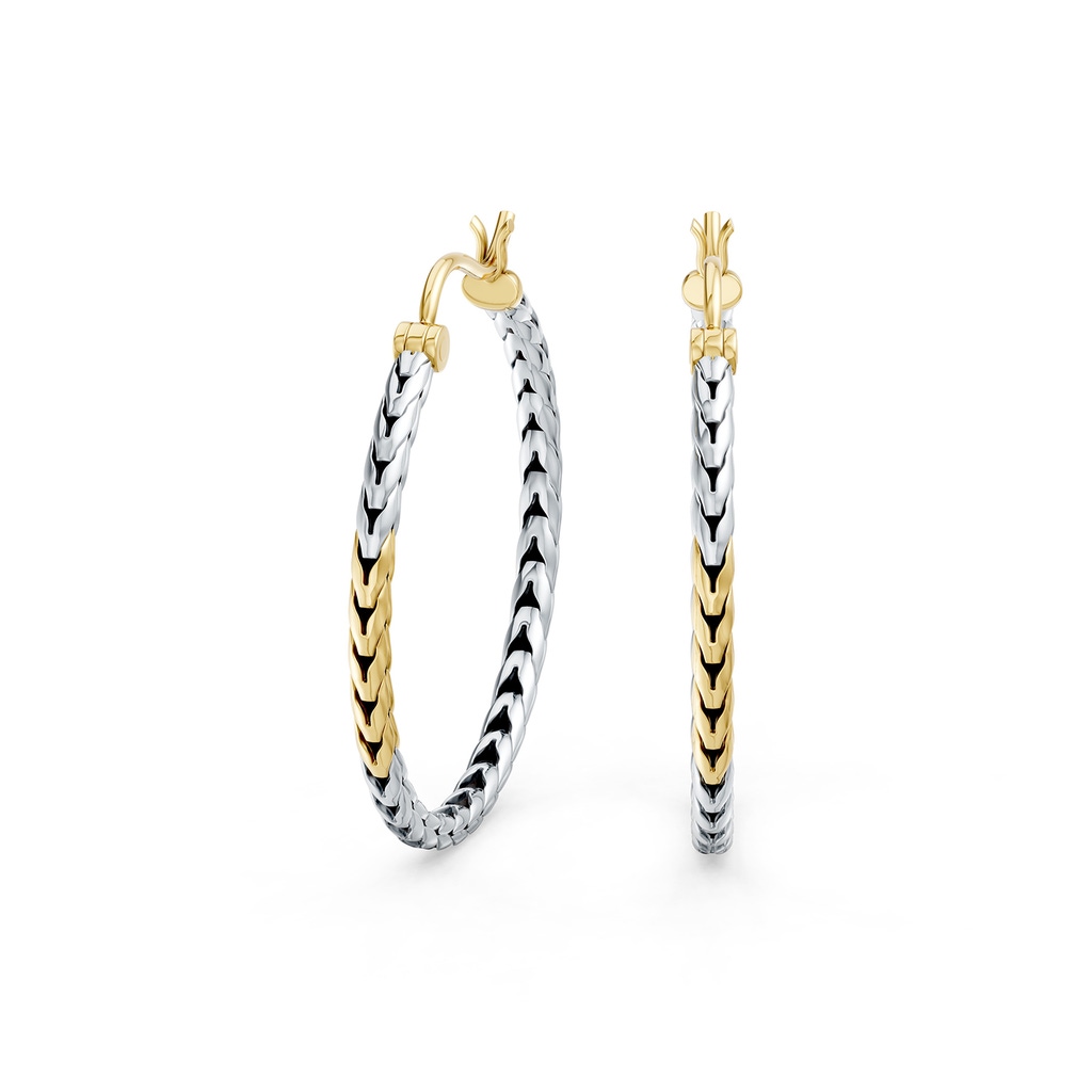Oxidized Sterling Silver and 18K Yellow Gold Front-Back Hoop Earrings in  Sterling Silver & 18K Yellow Gold - side 199