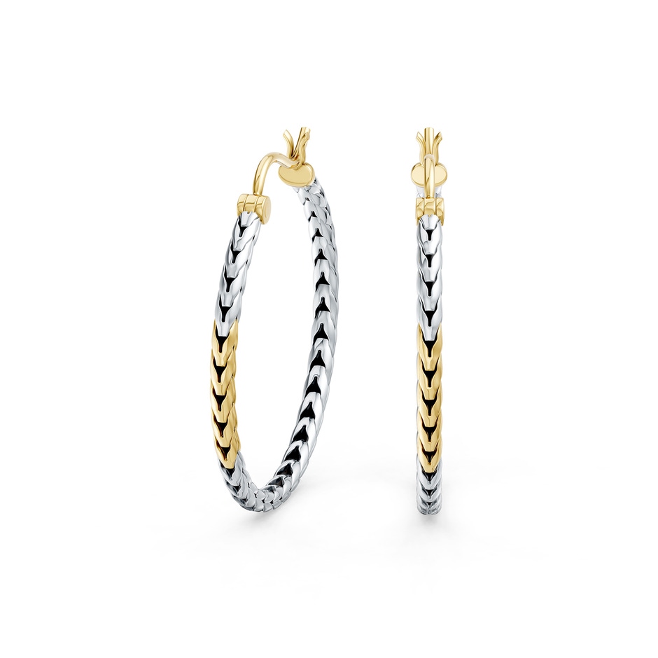 Oxidized Sterling Silver and 18K Yellow Gold Front-Back Hoop Earrings in  Sterling Silver & 18K Yellow Gold side 199
