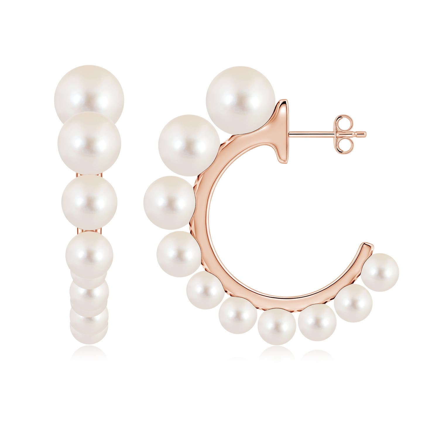 9mm AAAA Graduated Freshwater Pearl Hoop Earrings in 18CT Rose Gold