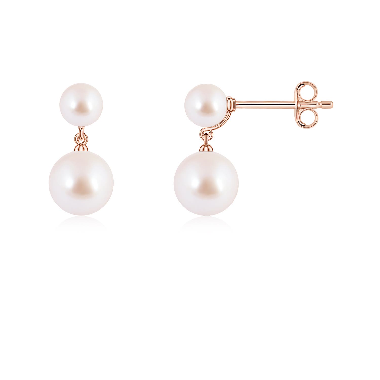 6 mm AAA Doppel-Akoya-Perlen-Ohrhänger in Roségold