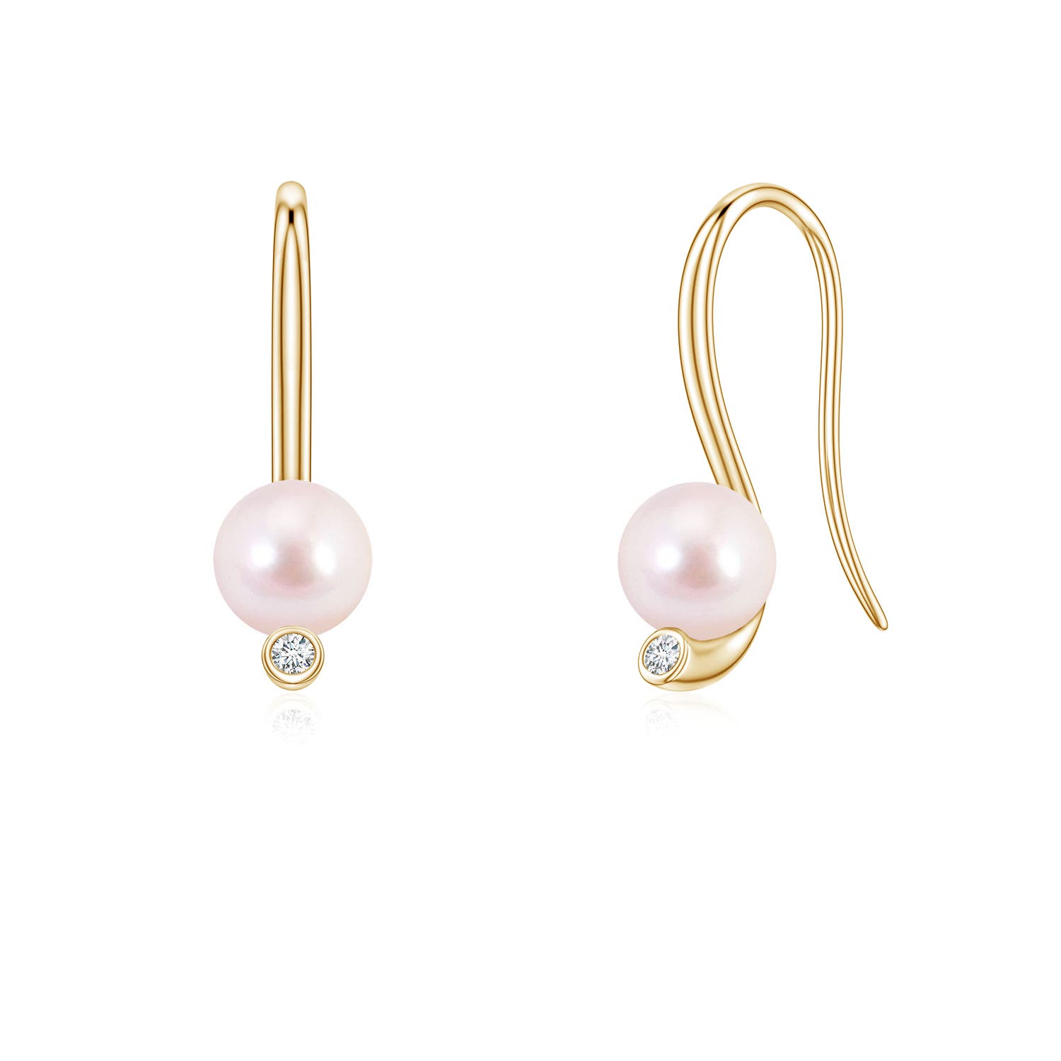 5mm AAAA Akoya Pearl Ear Wire Earrings in Yellow Gold