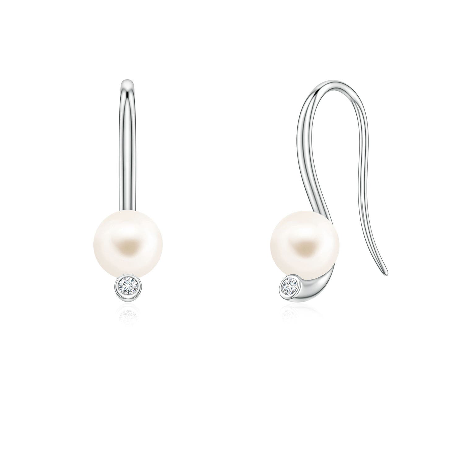 5mm AAA Freshwater Pearl Ear Wire Earrings in White Gold