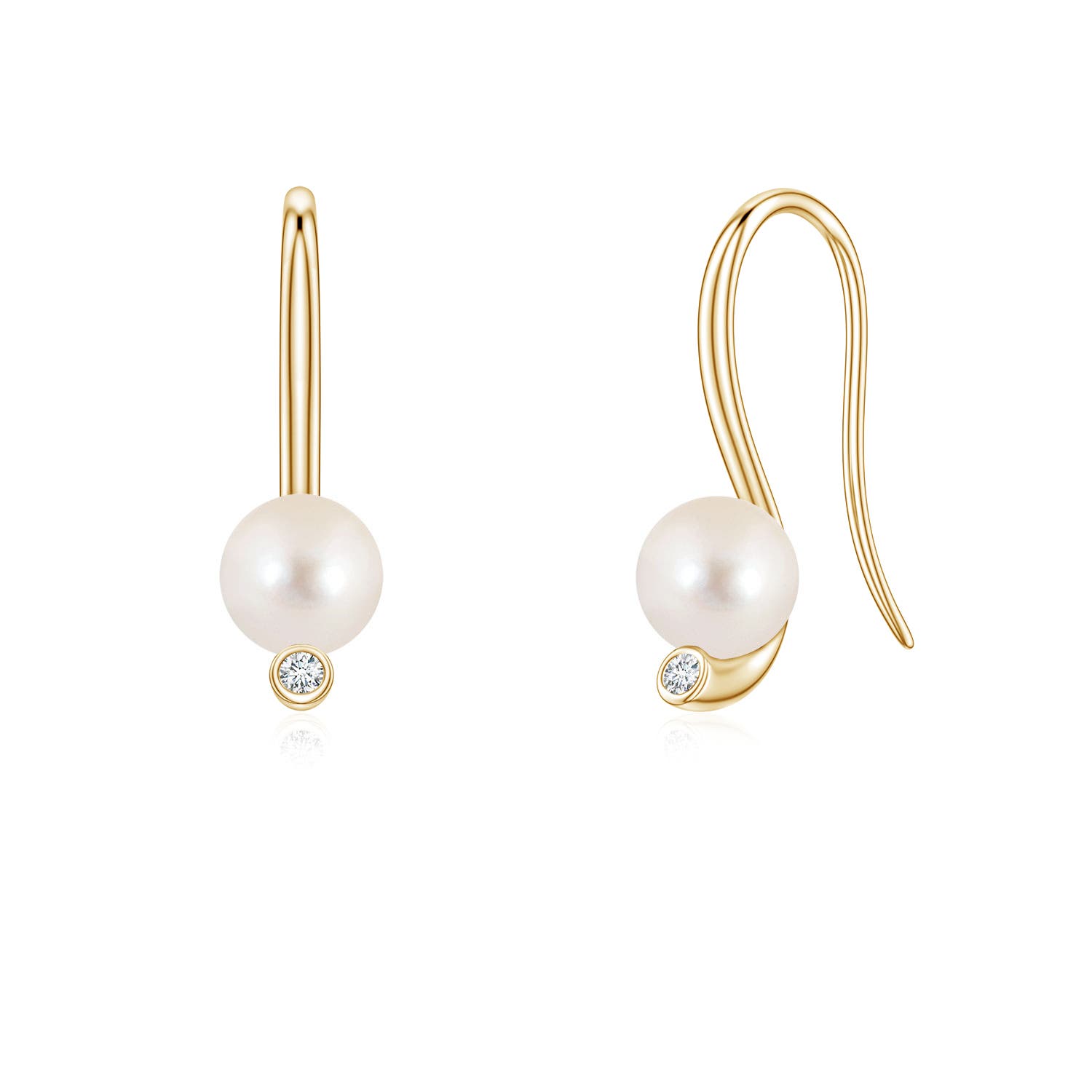 5mm AAAA Freshwater Pearl Ear Wire Earrings in Yellow Gold