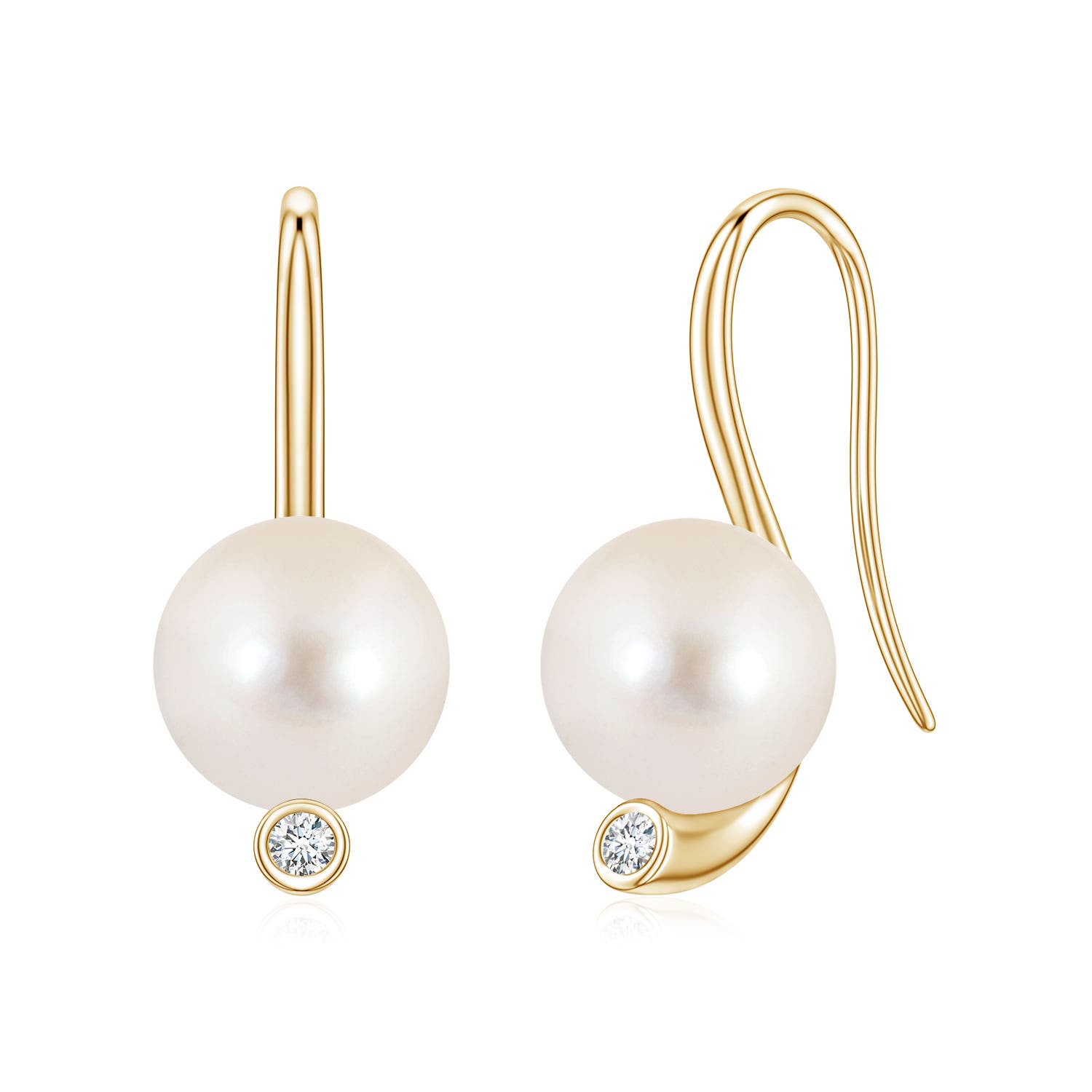 9mm AAAA Freshwater Pearl Ear Wire Earrings in 18CT Yellow Gold