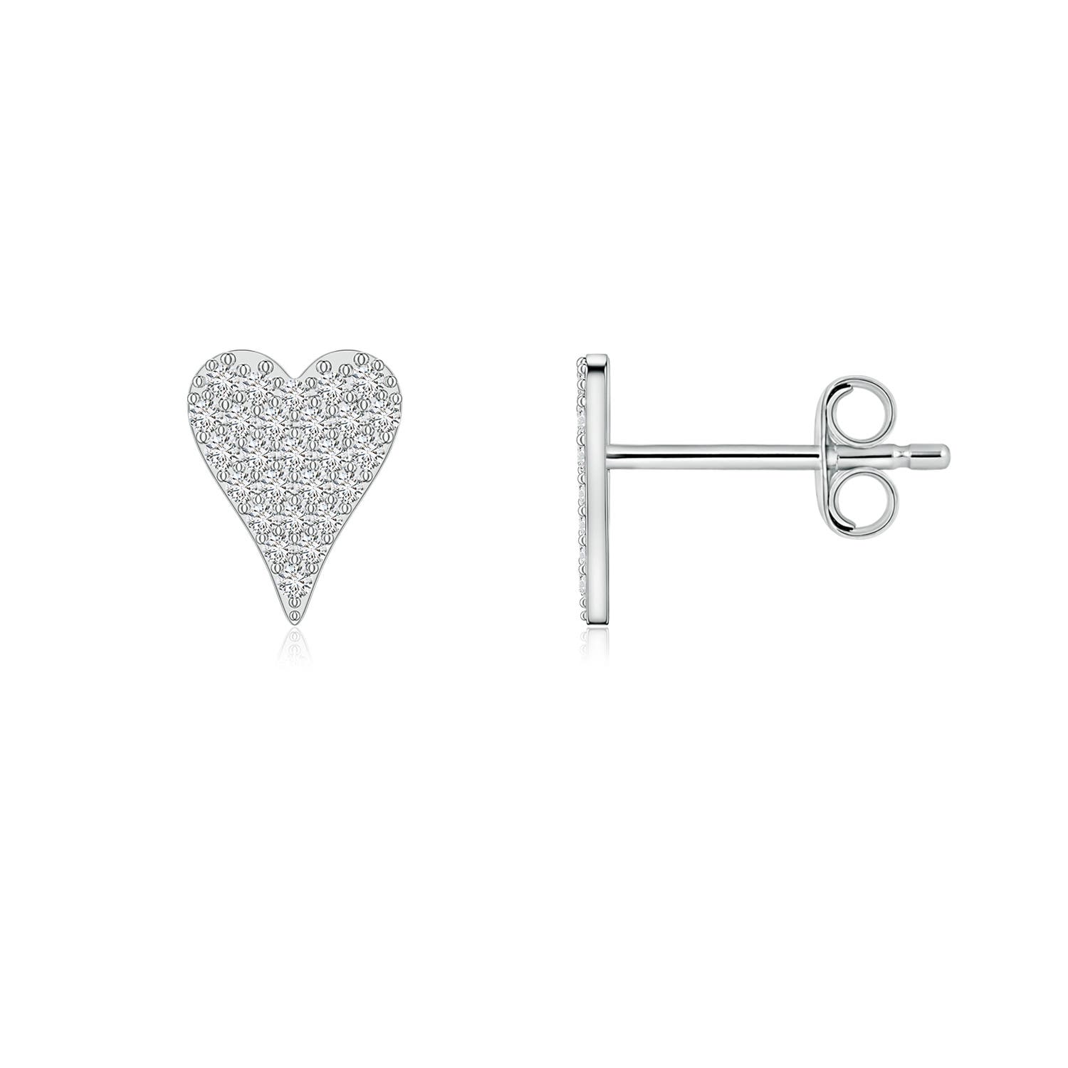 0.8mm HSI2 Pavé Diamond Elongated Heart Stud Earrings in White Gold