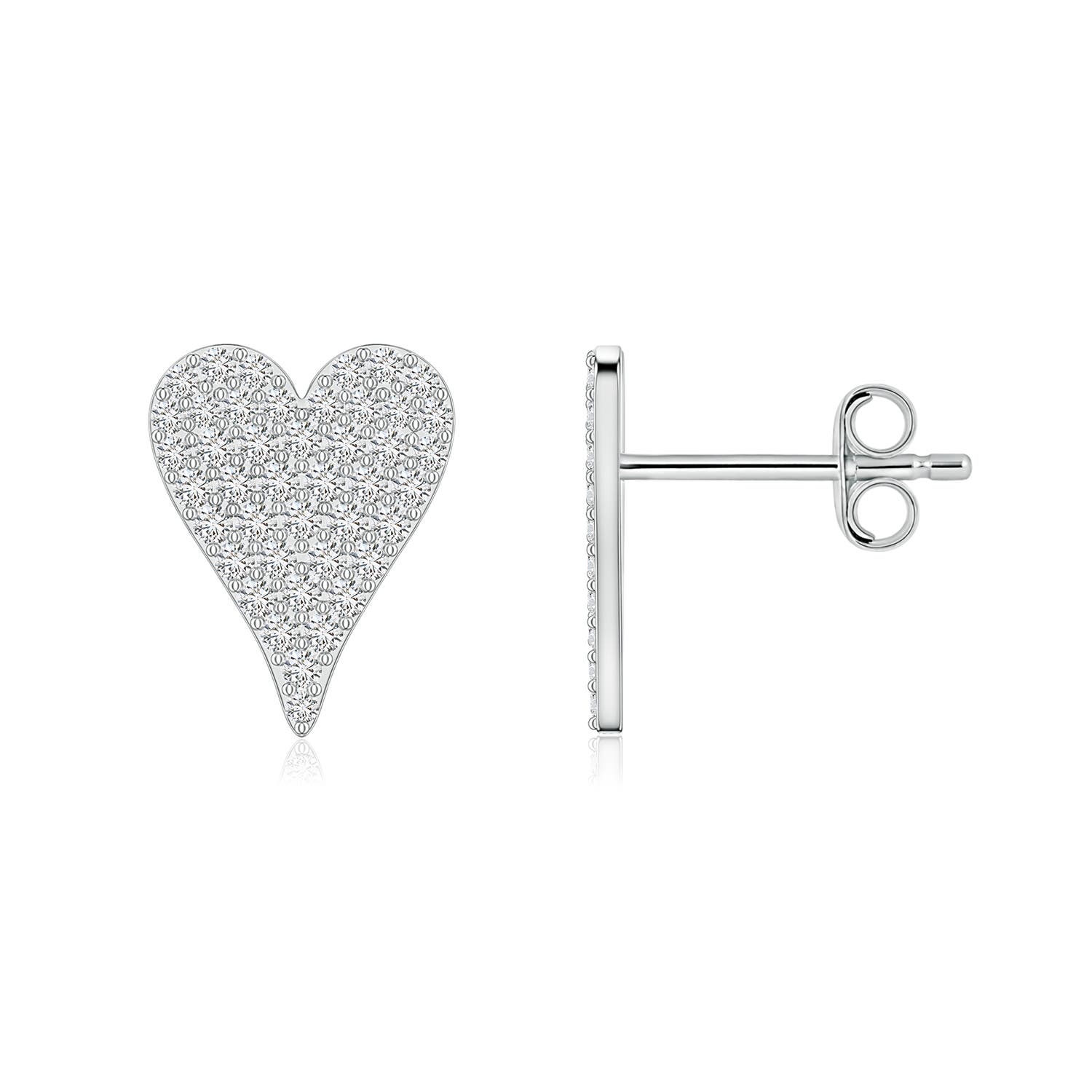 0.9mm HSI2 Pavé Diamond Elongated Heart Stud Earrings in 18K White Gold