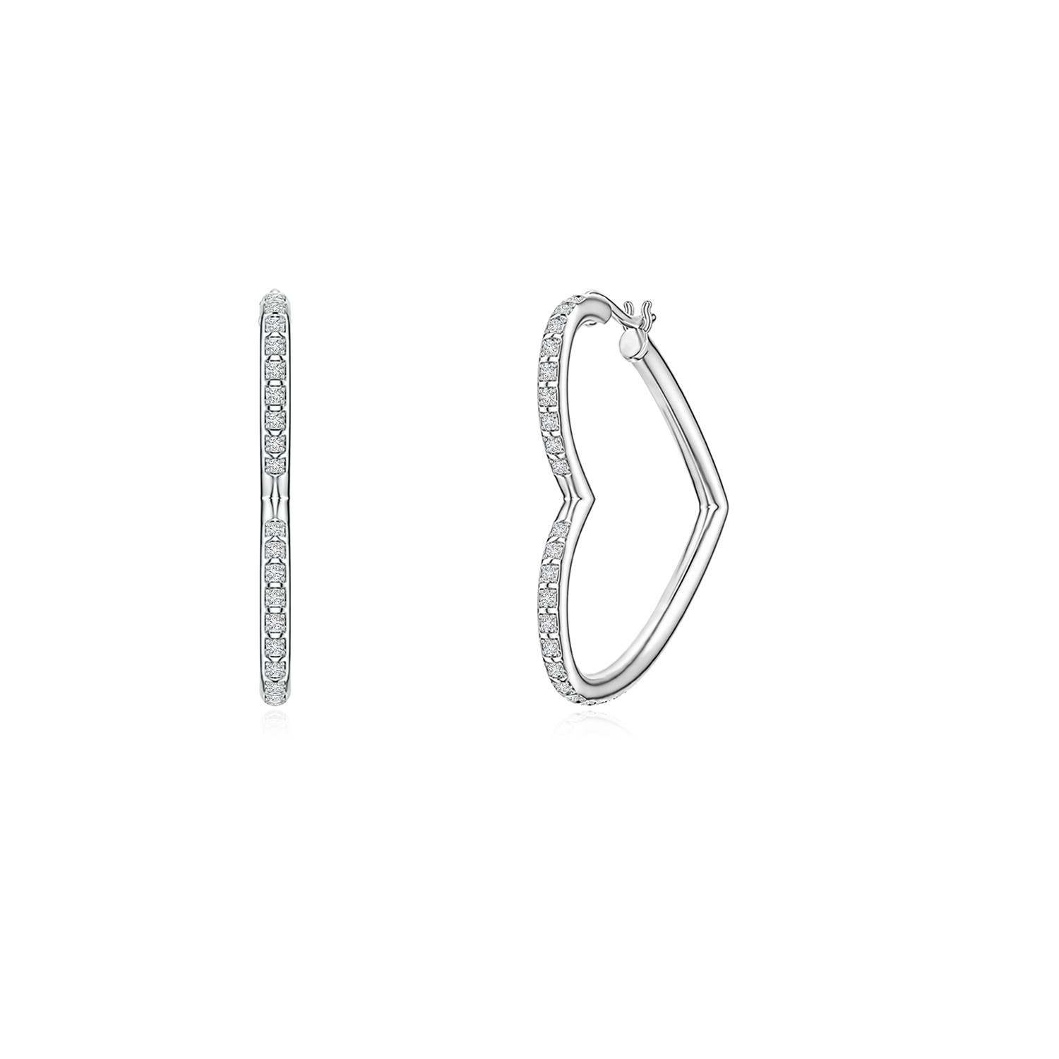 0.9mm HSI2 Pavé Diamond Open Heart Hoop Earrings in S999 Silver