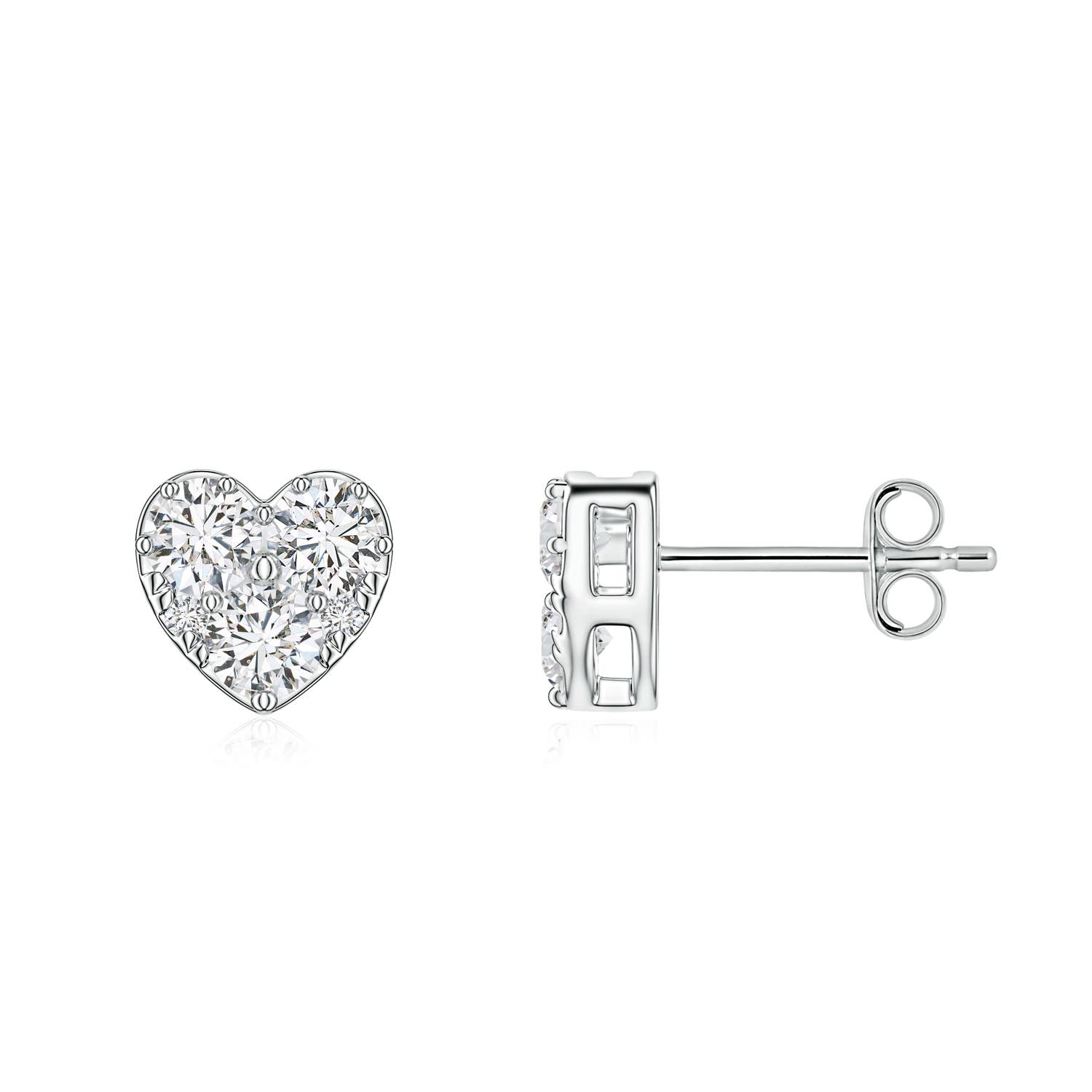 3.2mm HSI2 Diamond Heart Stud Earrings in 18K White Gold