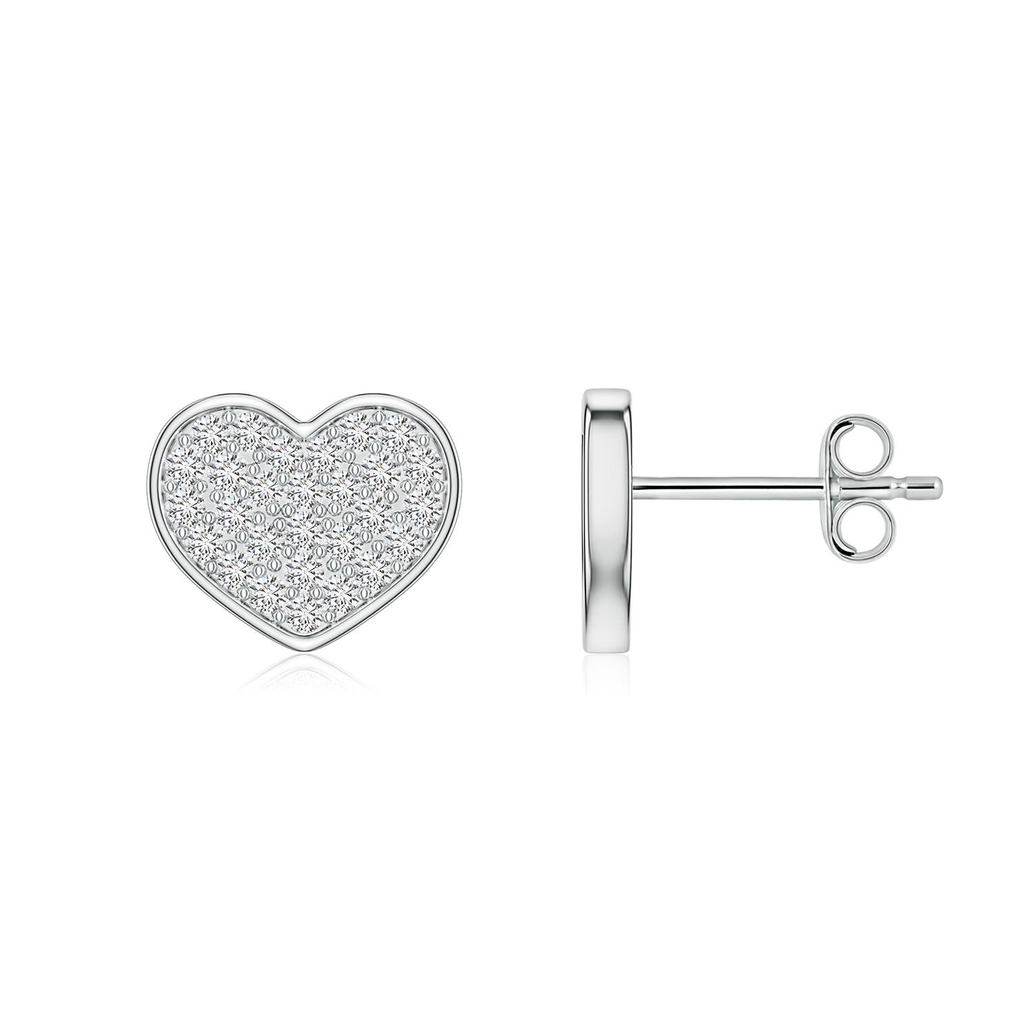 1.1mm HSI2 Pavé Diamond Heart Stud Earrings in White Gold