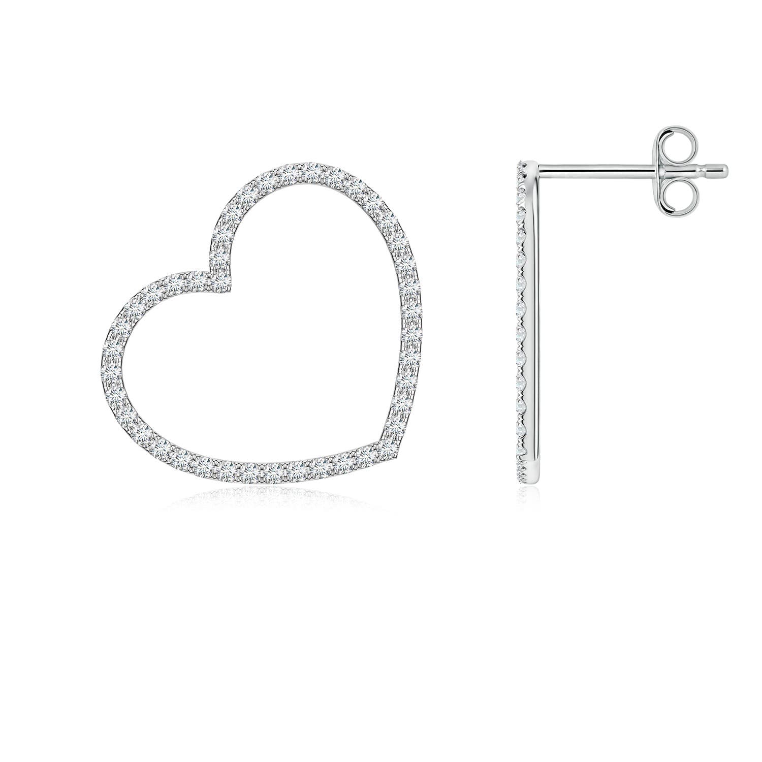 1mm GVS2 U-Pavé Diamond Tilted Open Heart Stud Earrings in P950 Platinum