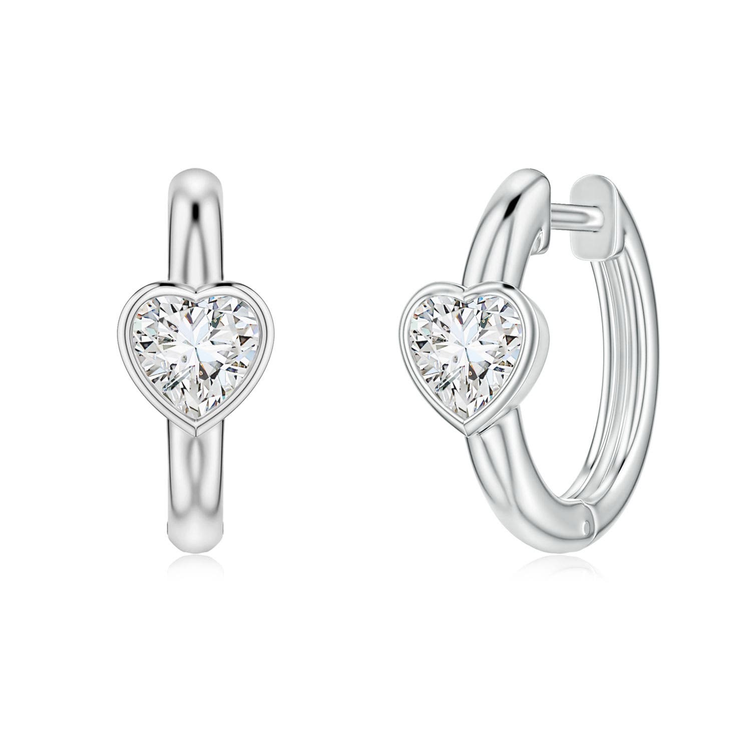 Heart Diamond Hoop Earrings