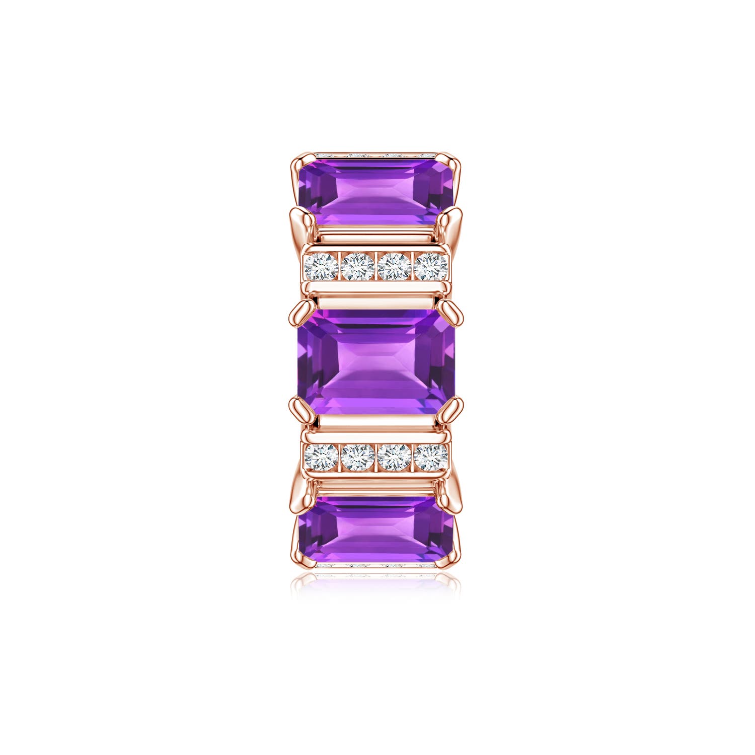 6x4mm AAA Lee Harris x Angara Amethyst and Diamond Modern Art Deco Inspired Ear Cuff in Rose Gold