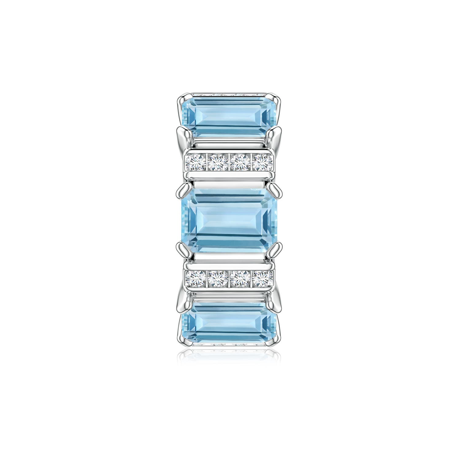 6x4mm AAA Lee Harris x Angara Aquamarine and Diamond Modern Art Deco Inspired Ear Cuff in White Gold