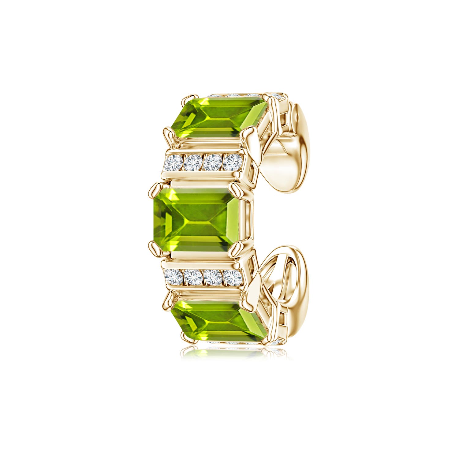 6x4mm AAA Lee Harris x Angara Peridot and Diamond Modern Art Deco Inspired Ear Cuff in Yellow Gold