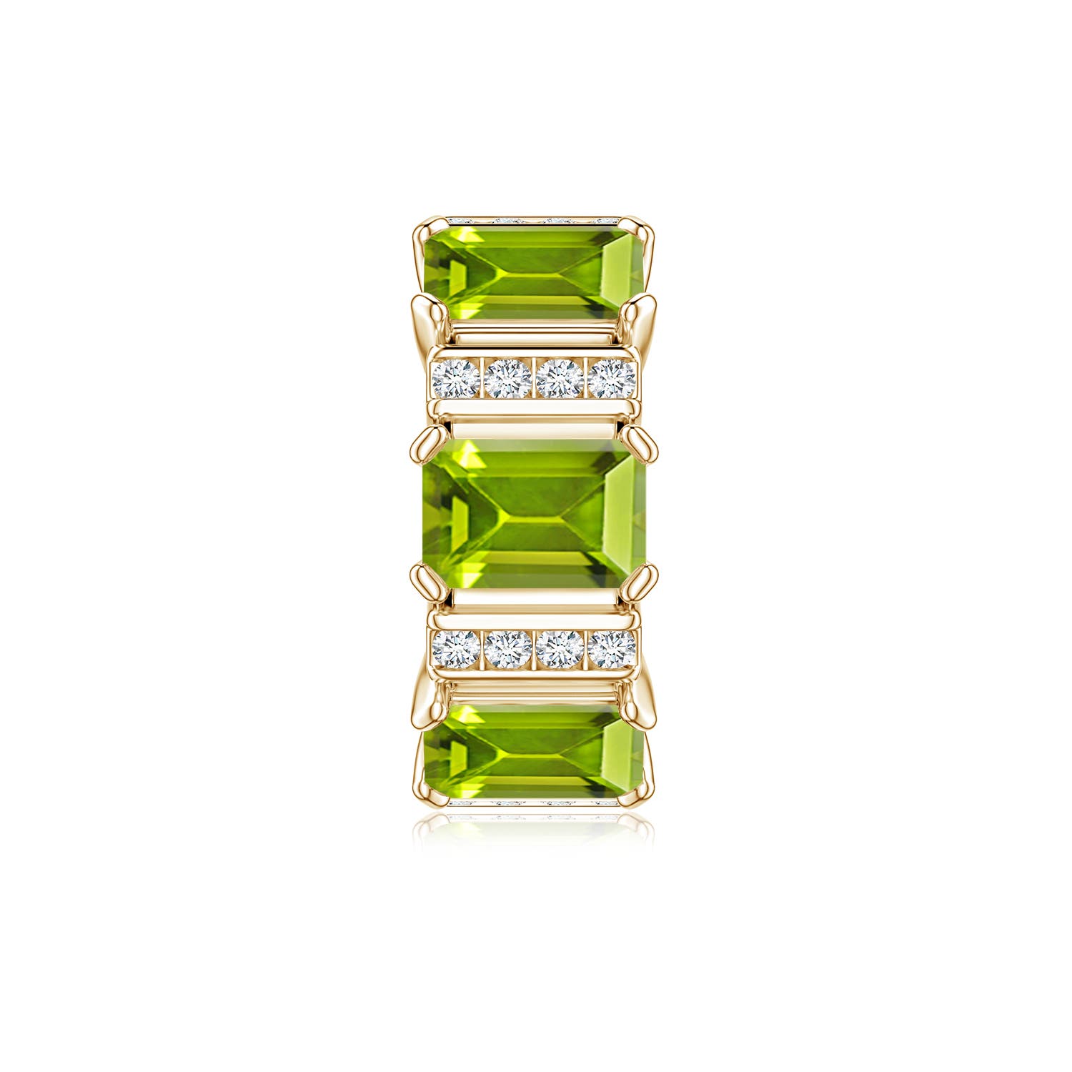 6x4mm AAA Lee Harris x Angara Peridot and Diamond Modern Art Deco Inspired Ear Cuff in Yellow Gold - side 4