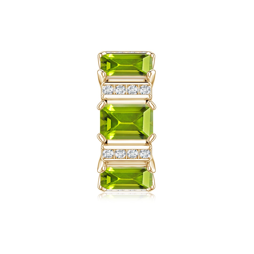 6x4mm AAA Lee Harris x Angara Peridot and Diamond Modern Art Deco Inspired Ear Cuff in Yellow Gold - side 4