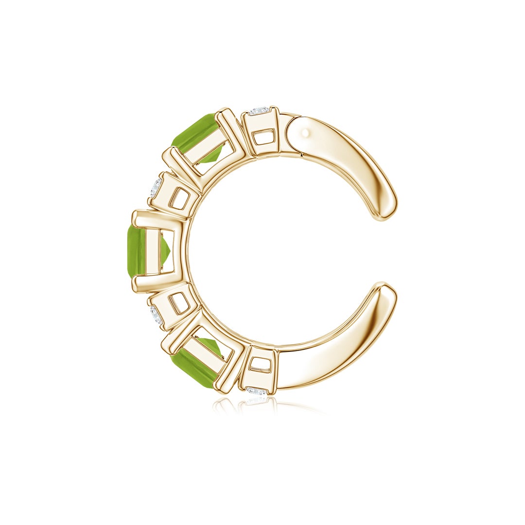 6x4mm AAA Lee Harris x Angara Peridot and Diamond Modern Art Deco Inspired Ear Cuff in Yellow Gold - side 5