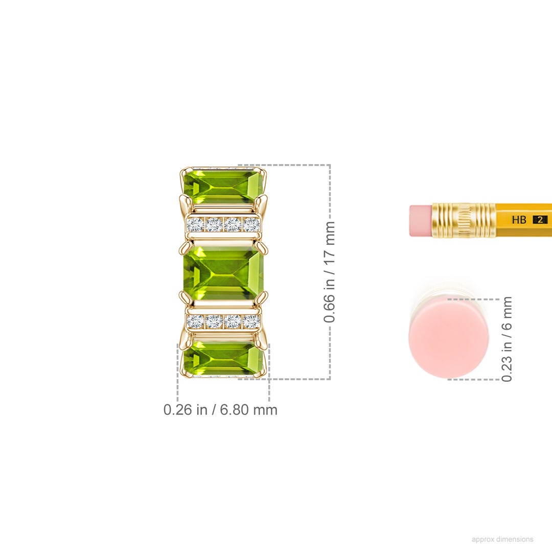 6x4mm AAA Lee Harris x Angara Peridot and Diamond Modern Art Deco Inspired Ear Cuff in Yellow Gold - ruler