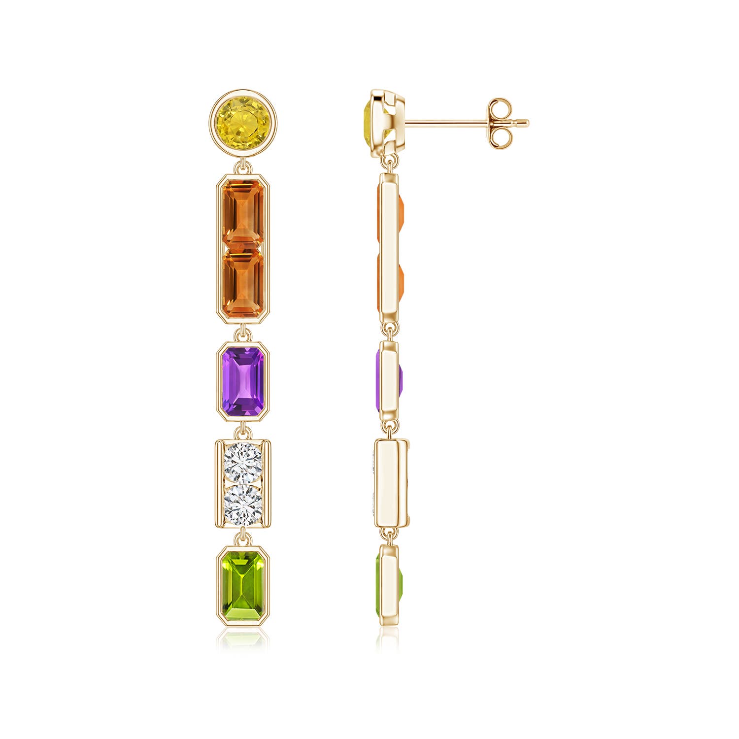 Lee Harris x Angara Peggy Multi-Colour Gemstone Long Linear Earrings