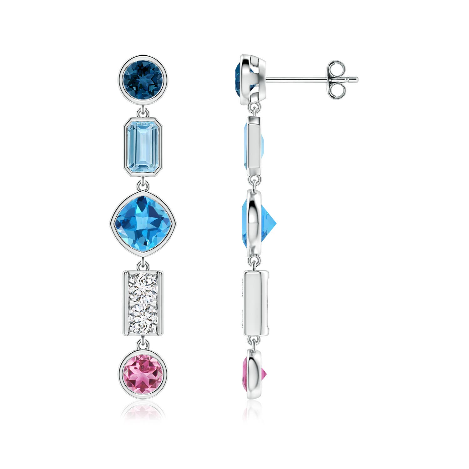 Lee Harris x Angara Tina Multi-Gemstone Asymmetric Linear Earrings