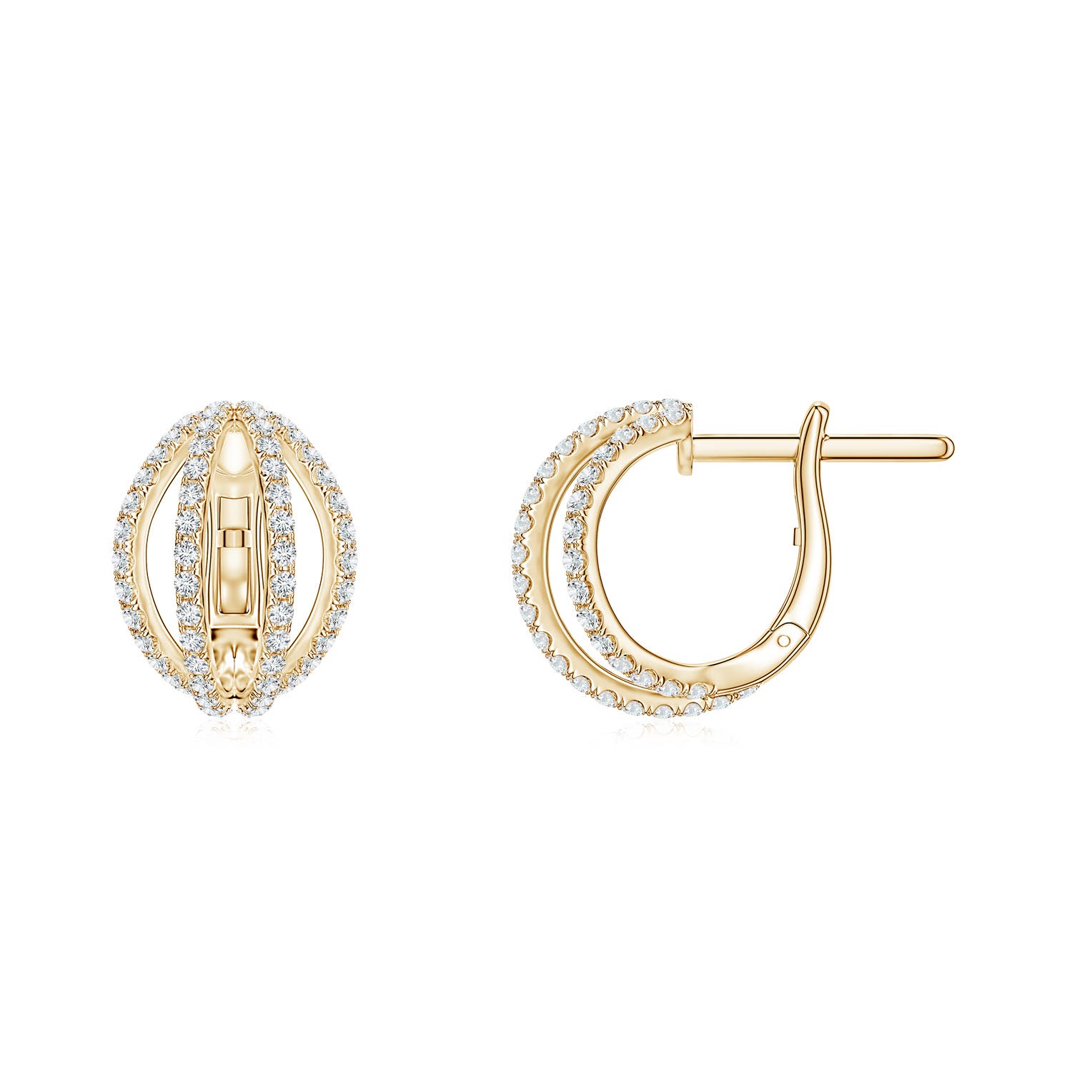 0.9mm GVS2 U-Pavé Diamond Multi-Row Hoop Earrings in Yellow Gold