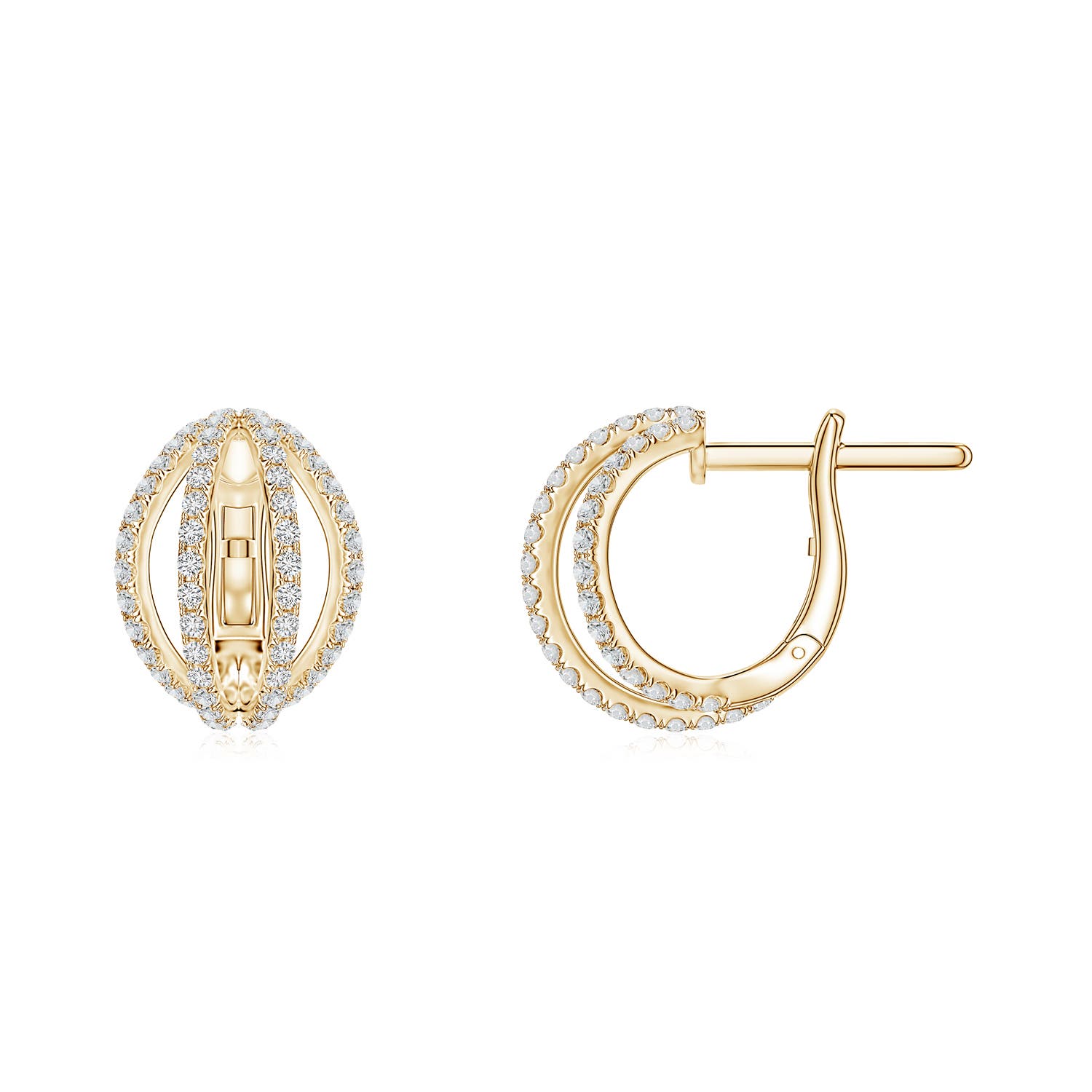 0.9mm HSI2 U-Pavé Diamond Multi-Row Hoop Earrings in 18CT Yellow Gold