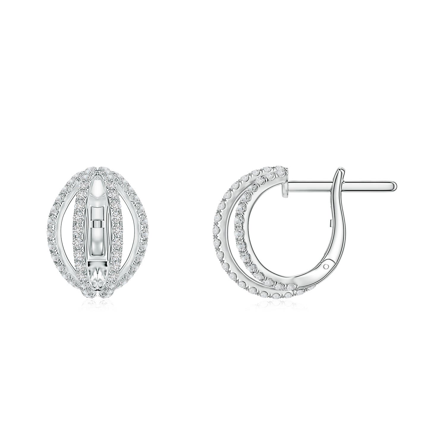 0.9mm HSI2 U-Pavé Diamond Multi-Row Hoop Earrings in White Gold