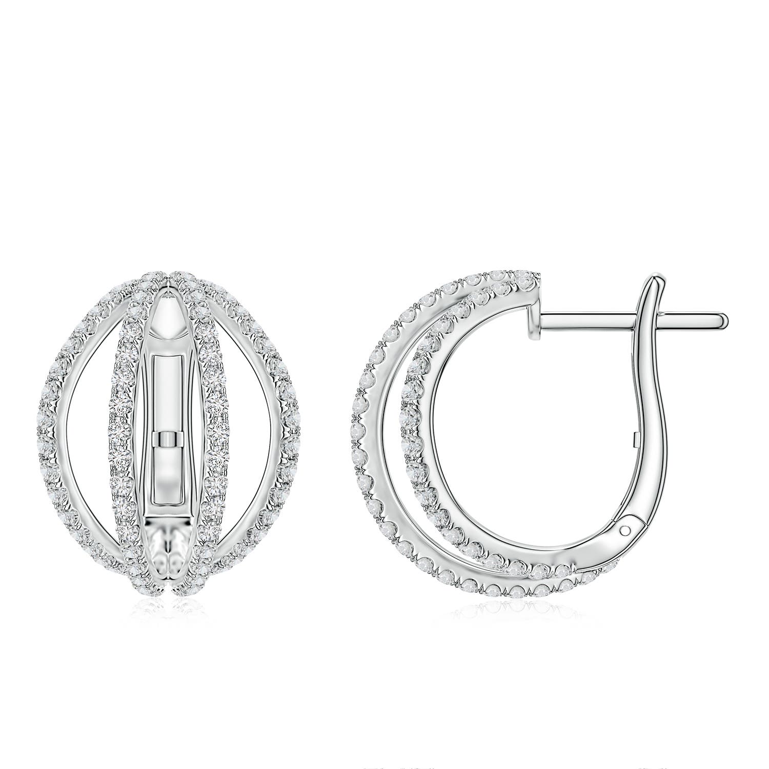 1.1mm HSI2 U-Pavé Diamond Multi-Row Hoop Earrings in 18K White Gold